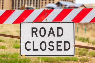 Road closed sign, USA