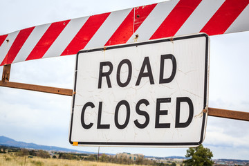 Road closed sign, USA