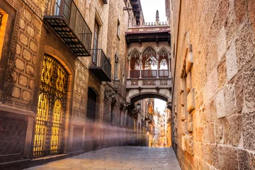 Fototapeten Barri Gotic Viertel von Barcelona, Spanien © malajscy