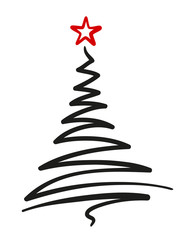 christmas tree scribble star