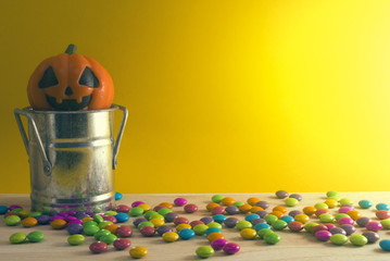 pumpkin in bin and candy