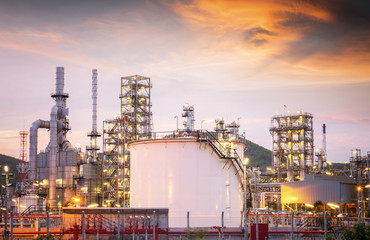 Oil Refinery factory in the morning , petrochemical plant , Petroleum.