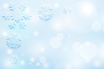 Winter Christmas background with decorative snowflakes and highlights