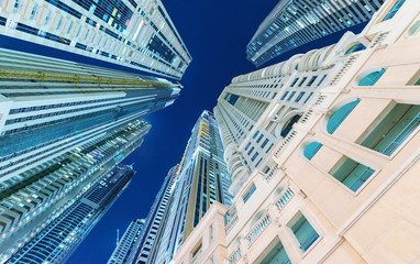 Fototapeta na wymiar Tall skyscrapers of Dubai Marina - UAE