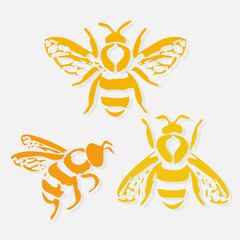 Bee icon. Honey flying bee. Insect. Flat style vector illustration.