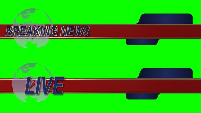 Breaking News Live Sliding Lower Third with Globe on a Green Screen Background