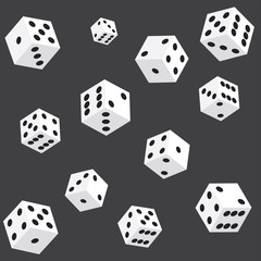 Gray background with the dice. Vector illustration.