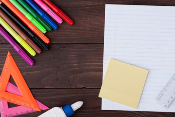Obraz premium School stationery with notebook copyspace