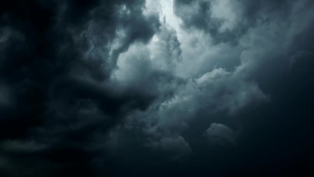 Lightning strikes in storm clouds