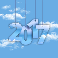 New Year background 2017, on blue sky