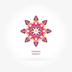 Beautiful circular logo for boutique, interior. Mandala. Logotype. Flower shop. 
