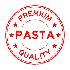 Grunge red round premium quality pasta rubber stamp