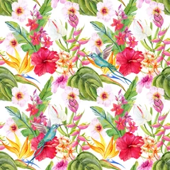  Watercolor tropical floral pattern © zenina