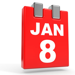 January 8. Calendar on white background.