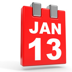 January 13. Calendar on white background.