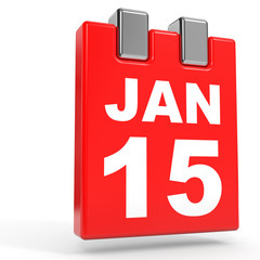 January 15. Calendar on white background.