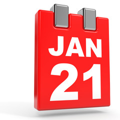 January 21. Calendar on white background.