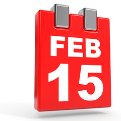 February 15. Calendar on white background.