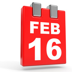February 16. Calendar on white background.