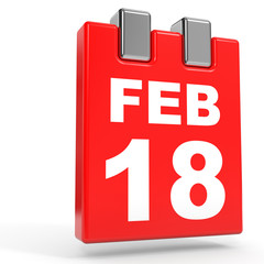 February 18. Calendar on white background.