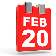 February 20. Calendar on white background.
