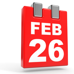 February 26. Calendar on white background.