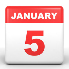 January 5. Calendar on white background.
