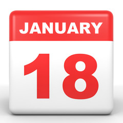 January 18. Calendar on white background.