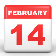 February 14. Calendar on white background.