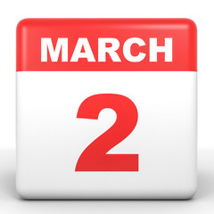 March 2. Calendar on white background.