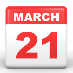 March 21. Calendar on white background.