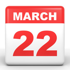 March 22. Calendar on white background.