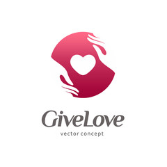 Logo for charity and care. Logo for the orphanage, baby care. Give love 