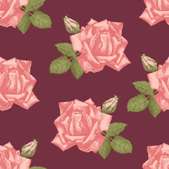 Hand drawn roses seamless