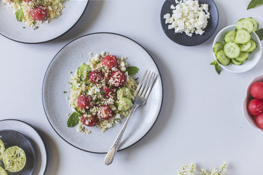 Minted Watermelon Salad with Bulgur