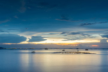 Sunset and sea view with beautiful sky in the background near in