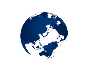 地球の立体イラスト（青）