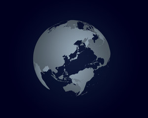 地球の立体イラスト（暗い背景）
