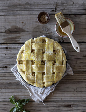 Lattice top caramel apple pie