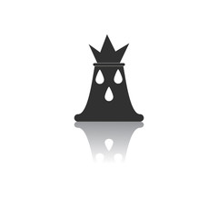 Black and white Vector illustration in flat design of volcano explosion and drops