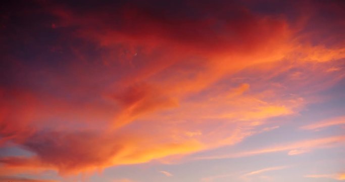 Wide shot of cloudscape during sunset