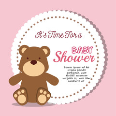 Fototapeta na wymiar baby shower invitation with cute animal vector illustration design