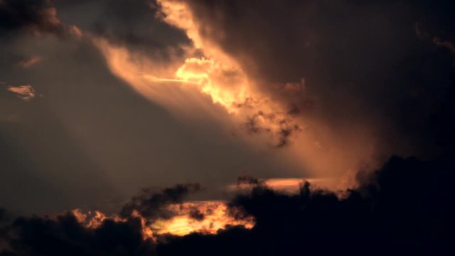 Wide shot of cloudscape during sunset