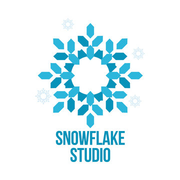 blue and white snowflake vector logo templates isolated on white background. abstract snowflake logo, frozen product, Christmas celebration, winter activities logo design