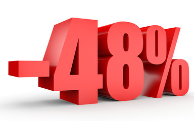Discount 48 percent off. 3D illustration on white background.