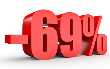 Discount 69 percent off. 3D illustration on white background.