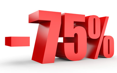 Discount 75 percent off. 3D illustration on white background.