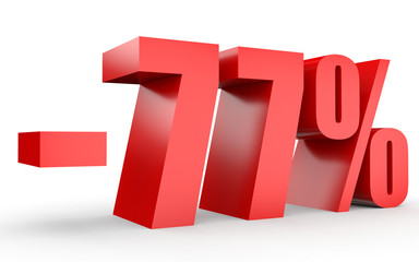 Discount 77 percent off. 3D illustration on white background.