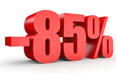 Discount 85 percent off. 3D illustration on white background.