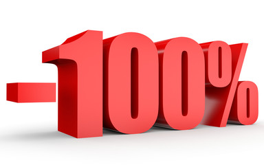 Discount 100 percent off. 3D illustration on white background.